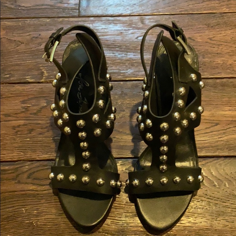 Black leather sandals with silver studs